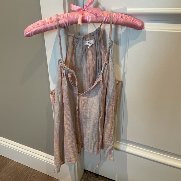 COMMUNITY (ARITZIA) pastel striped linen tie top - Picture 2 of 4